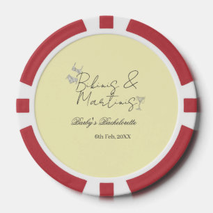 Bikins & Martinis bachelorette party yellow retro Poker Chips