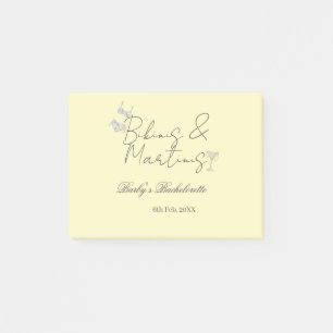 Bikins & Martinis bachelorette party yellow retro Post-it Notes