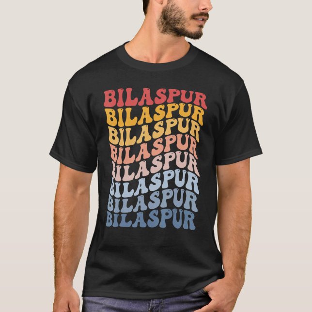 Bilaspur City Groovy Retro T-Shirt (Front)