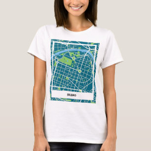 Bilbao - Blue-Green minimalist map T-shirt