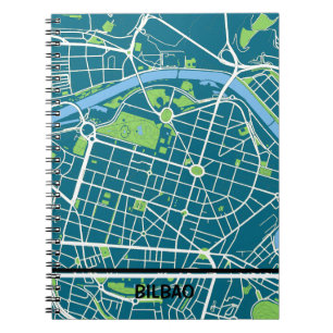 Bilbao minimalist map - Blue-Green Notebook