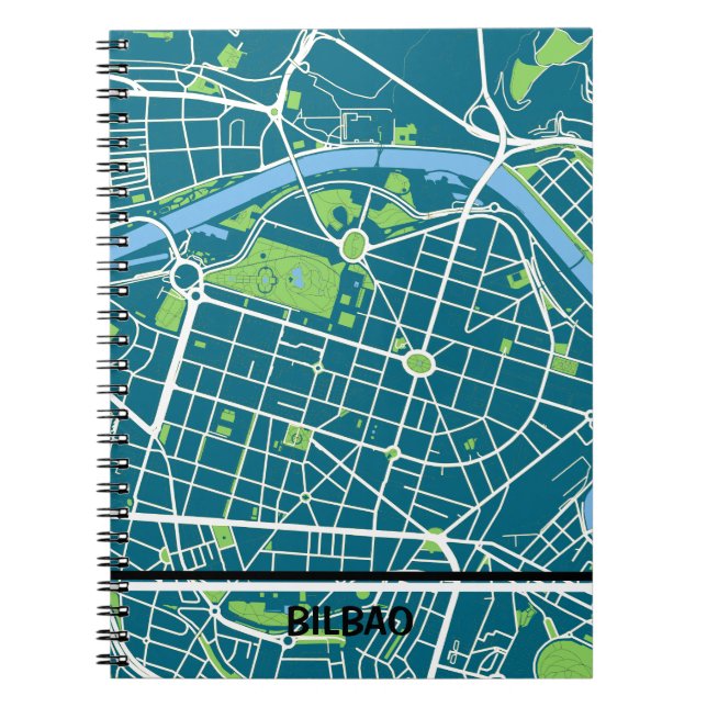 Bilbao minimalist map - Blue-Green Notebook (Front)