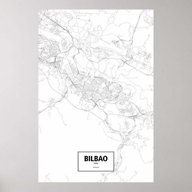 Bilbao, Spain (black on white) Poster (Front)