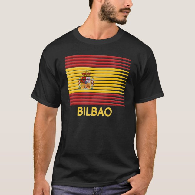 Bilbao Spain Spanish Flag Drummer Sticks Patriotic T-Shirt (Front)