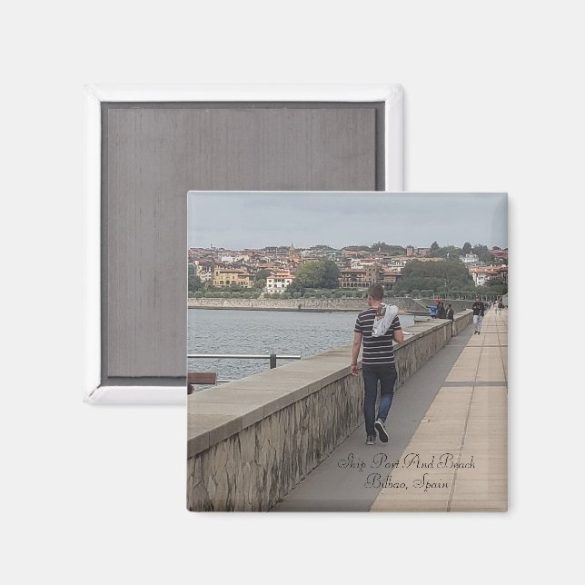 Bilbao Spain | Tourist Walking Around The Port Magnet (Front/Back)