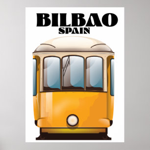 Bilbao Spain tram travel poster