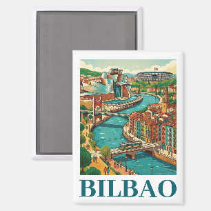 Bilbao Spain Travel - Colorful Architecture Magnet