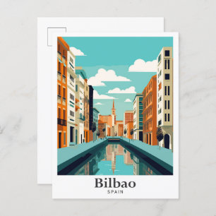 Bilbao Spain Vintage Travel Portrait  Postcard
