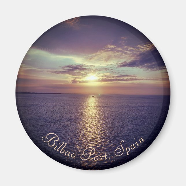 Bilbao | Sunrise Over The Ocean Fridge Magnet (Front)