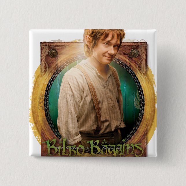 BILBO BAGGINS™ Character with Name 15 Cm Square Badge (Front)