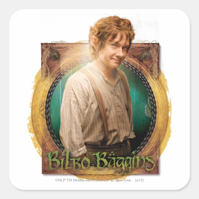 BILBO BAGGINS™ Character with Name Square Sticker (Front)