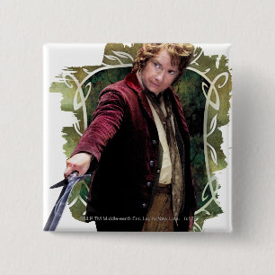 BILBO BAGGINS™ with sword 15 Cm Square Badge