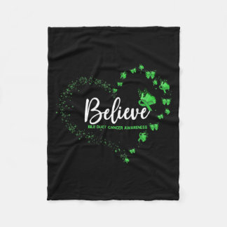 Bile Duct Cancer Awareness Butterfly Believe Fleece Blanket