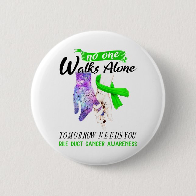 Bile Duct Cancer Awareness Ribbon Support Gifts 6 Cm Round Badge (Front)