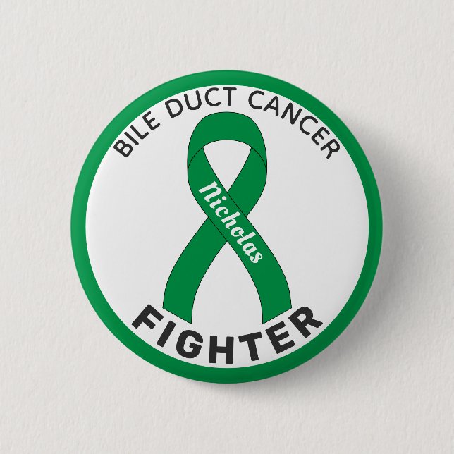 Bile Duct Cancer Fighter Ribbon White Button (Front)