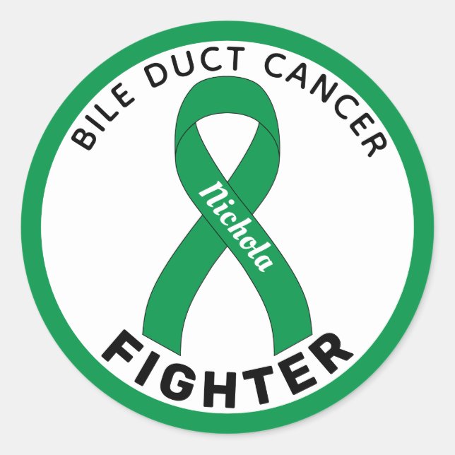 Bile Duct Cancer Fighter Ribbon White Classic Round Sticker (Front)