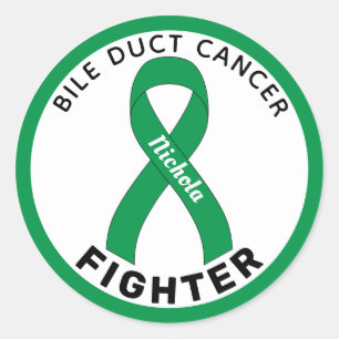 Bile Duct Cancer Fighter Ribbon White Classic Round Sticker