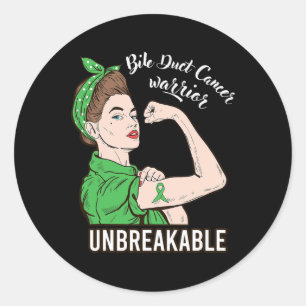Bile Duct Cancer Warrior Unbreakable Strong Women  Classic Round Sticker