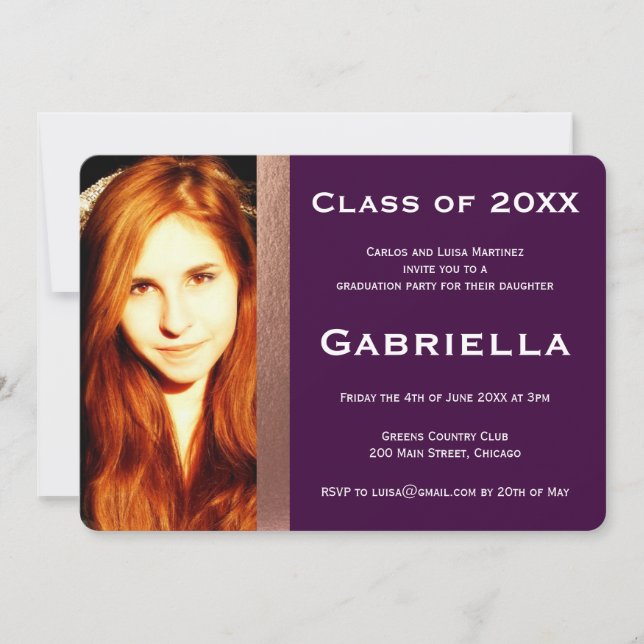 Bilingual 2-sided Graduation Photo Invitation (Front)