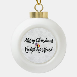 Bilingual Belgian American Holiday Ornament