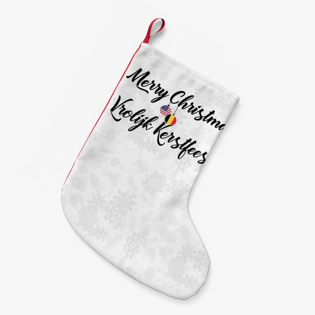 Bilingual Belgian American Xmas Stocking (Front (Hanging))