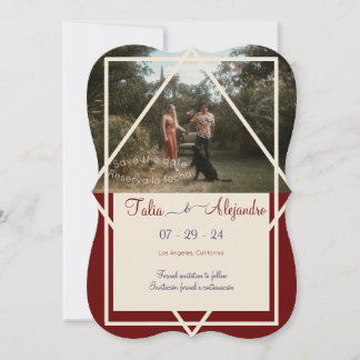 Bilingual Burgundy Wedding Save the Date