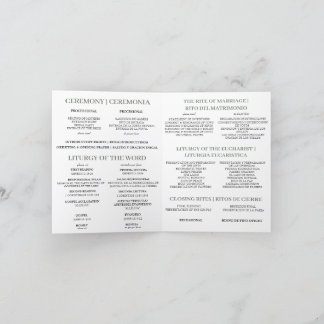 Bilingual Catholic Mass Wedding Program, Greenery  Thank You Card