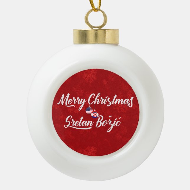 Bilingual Croatian American Holiday Ornament (Front)