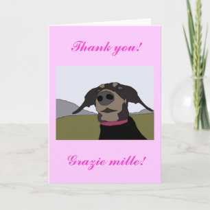 Bilingual Dachshund Thank You Card