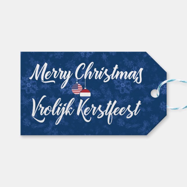 Bilingual Dutch American Holiday Gift Tags (Front (Horizontal))