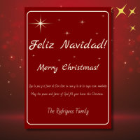 Bilingual Feliz Navidad Gold & Red Merry Christmas