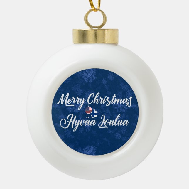 Bilingual Finnish American Holiday Ornament (Front)