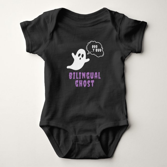 Bilingual Ghost Boo Buu  Baby Bodysuit (Front)