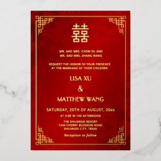  BILINGUAL Gold Frame Red Chinese Wedding