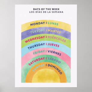 Bilingual in English Spanish Days of the Week Poster