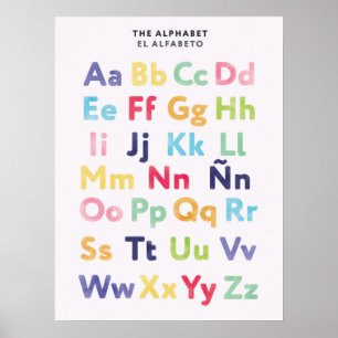 Bilingual in Spanish Alphabet Poster for Kids