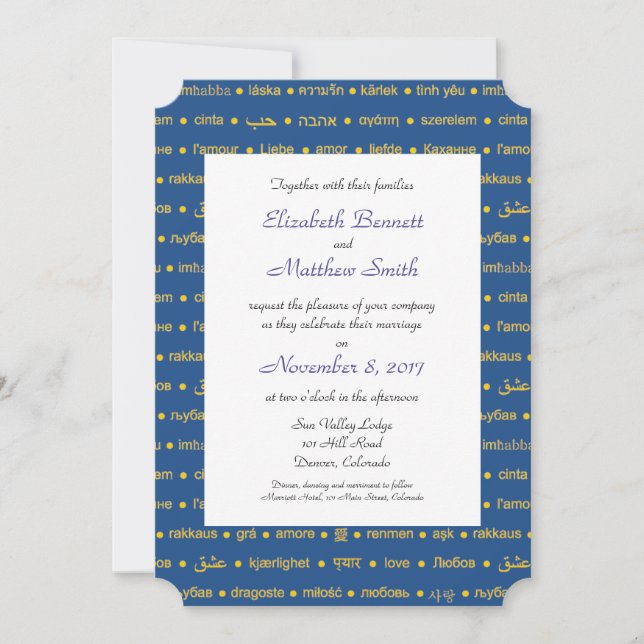 Bilingual Languages of Love Wedding Invitation (Front)