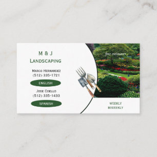 Bilingual Lawn Service Business Business Card