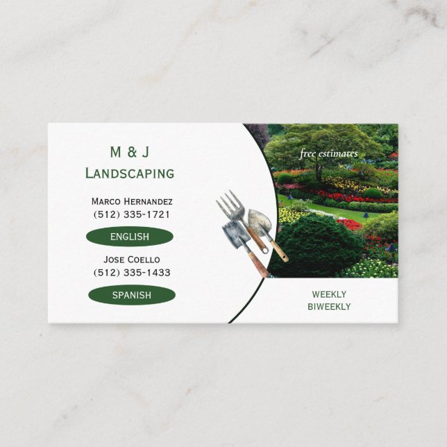 Bilingual Lawn Service Business Card (Front)