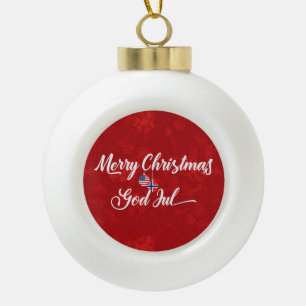 Bilingual Norwegian American Holiday Ornament