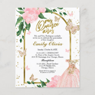 Bilingual Quinceanera Butterflys Budget Invitation
