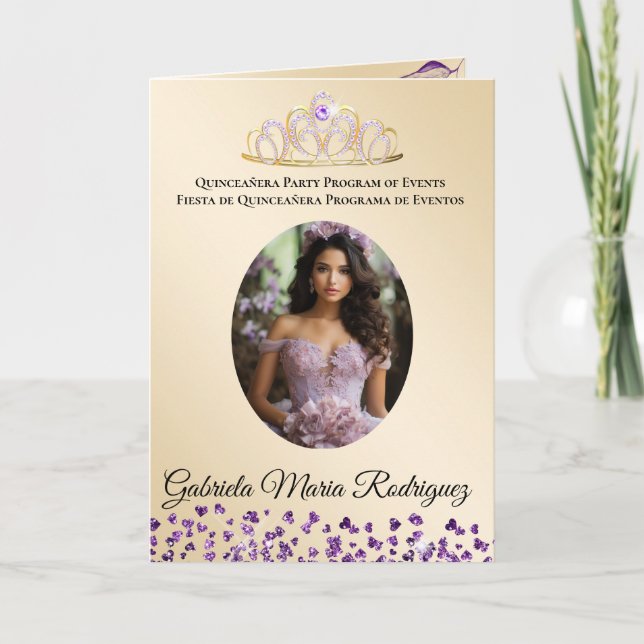 Bilingual Quinceañera Order of Events Program  (Front)