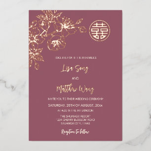 BILINGUAL Rose Gold Cherry Blossom Chinese Wedding