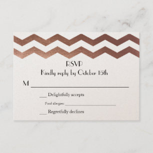 Bilingual Rose Gold Chevron Wedding InvitationRSVP RSVP Card