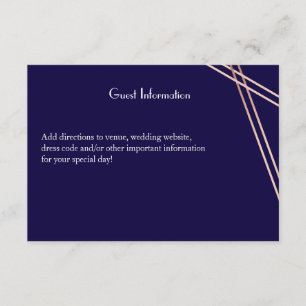 Bilingual Rose Gold Stripe Wedding Guestcard Invitation