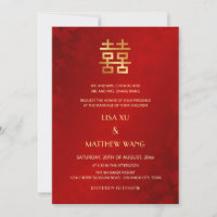 Bilingual | Simple Red Gold Chinese Wedding