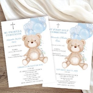 Bilingual Spanish English Boy First Communion Invitation