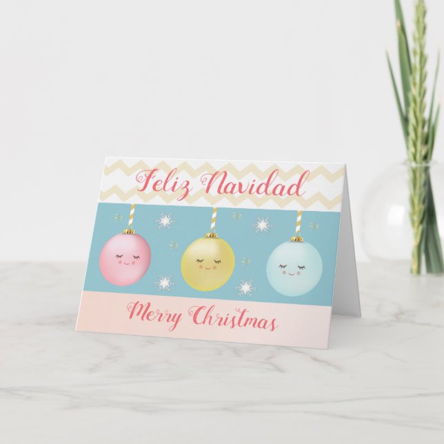 Bilingual Spanish Feliz Navidad Christmas Card (Front)