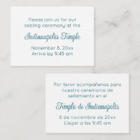 Bilingual Teal Script Temple Sealing Invitation