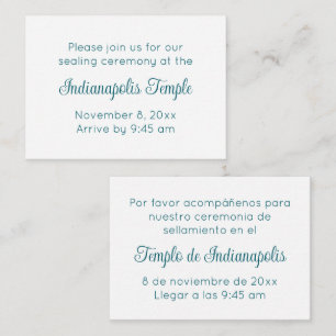 Bilingual Teal Script Temple Sealing Invitation